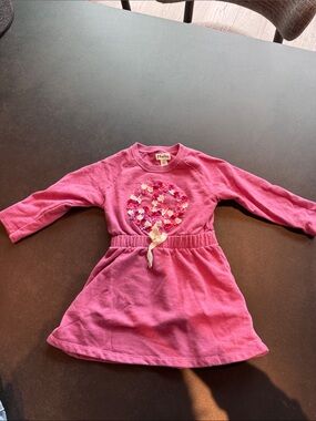 Hatley Bright Pink Long-Sleeve Floral Sequin Dress